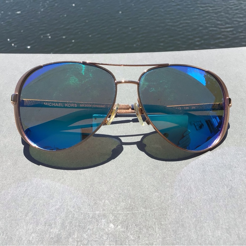 Michael Kors Chelsea Aviator Blue Mirrored Sunglasses MK 5004